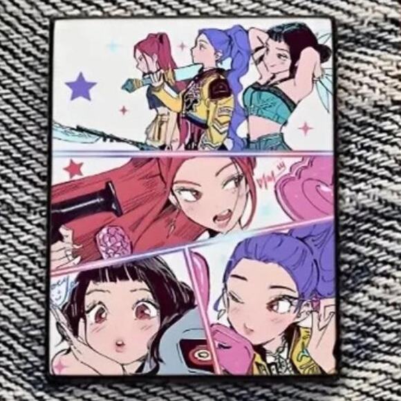 KPop Demon Hunters Huntrix Comic Strip Pin Tote Bag Backpack Denim - Picture 3 of 3